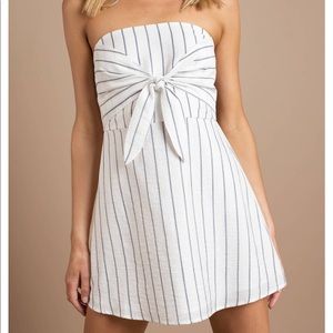 Striped strapless skater skirt